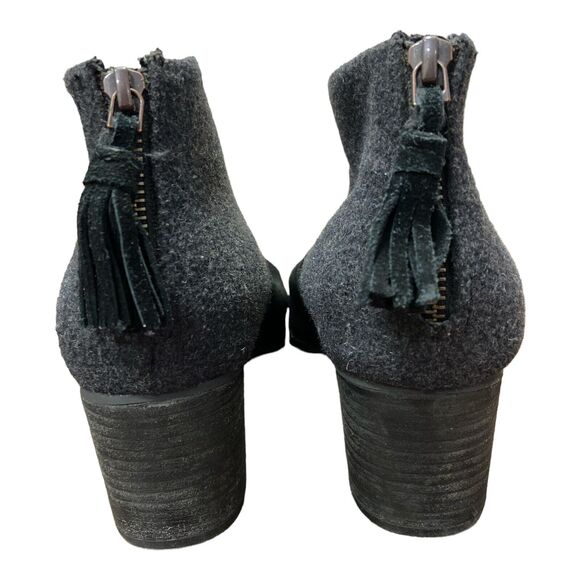 Toms Leila ankle booties black suede/gray wool block heels women’s size‎ 9.5 - Picture 5 of 7